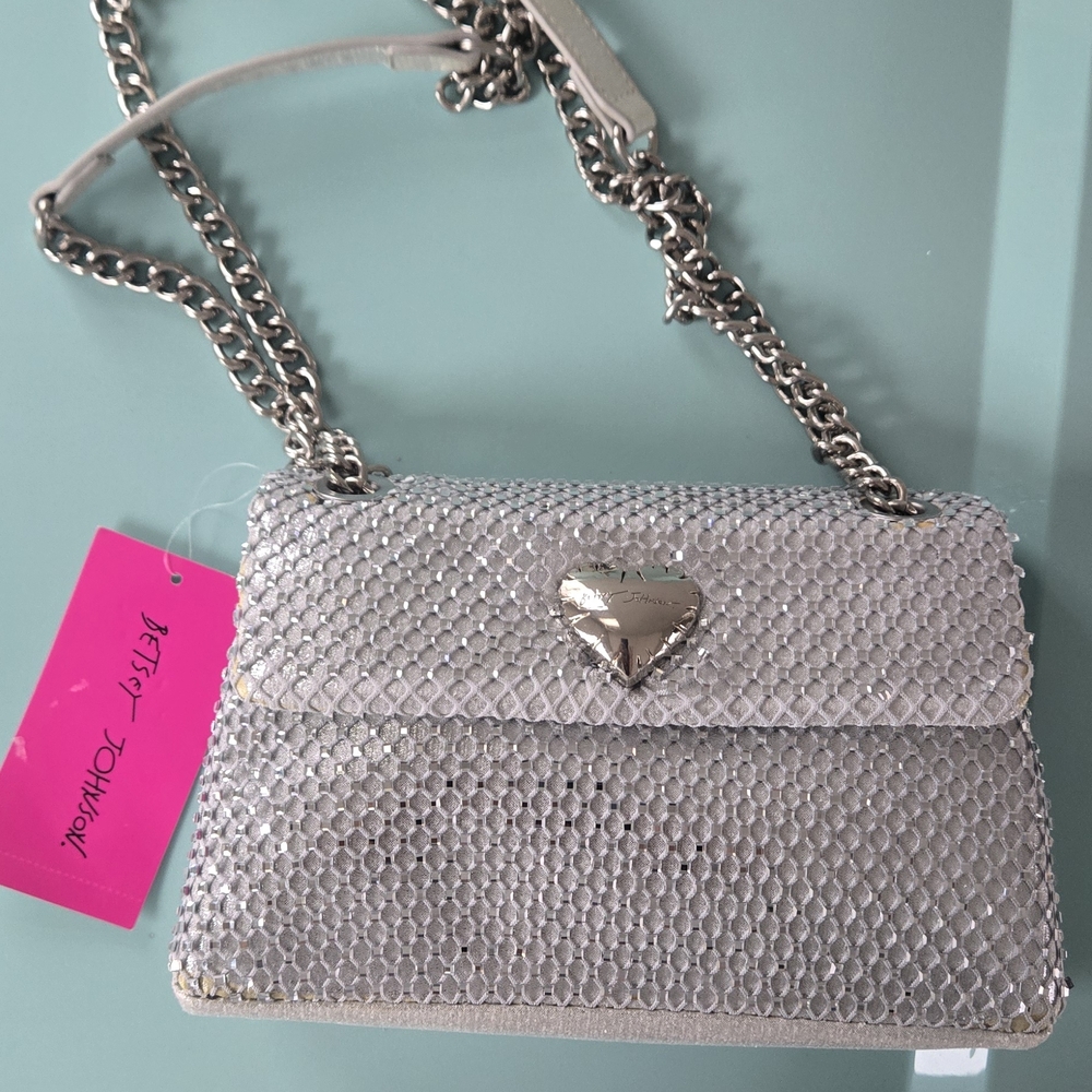 Betsey Johnson Metallic Crossbody Bag with Chain